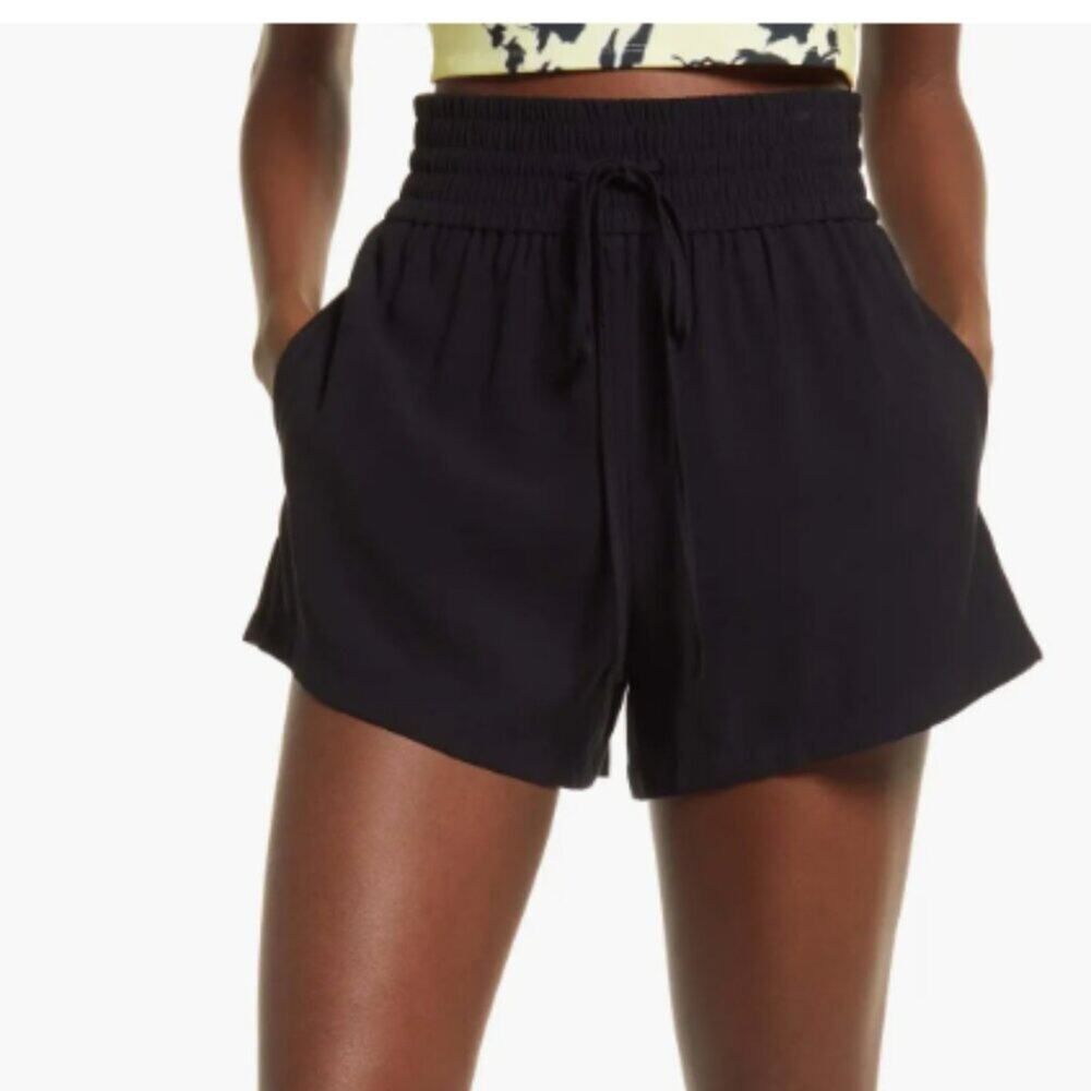 Nordstrom Open Edit Tie Waist Pull-On Shorts Black